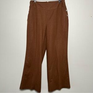 Ninety Women‎ Linen Trouser Pants 14 Sailor Wide Leg Chocolate Brown Fisherman